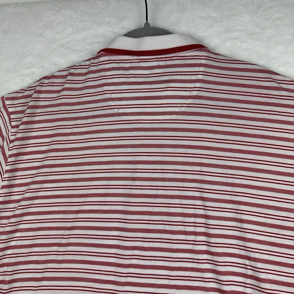 Daniel Cremieux Collection Large Mens Polo Shirt Red White Stripe Short Sleeve
